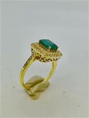Emerald Lady's Stone & Diamond Ring 65 Diamonds 3.25 Carat T.W. 14K Yellow Gold